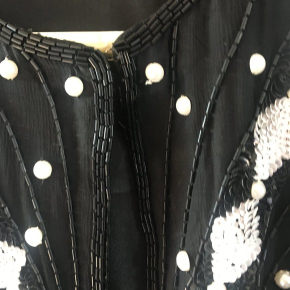 Vintage 80s SWEE LO Silk Evening Embellished Sequin Beaded Jacket - See NOTES - Picture 3 of 7